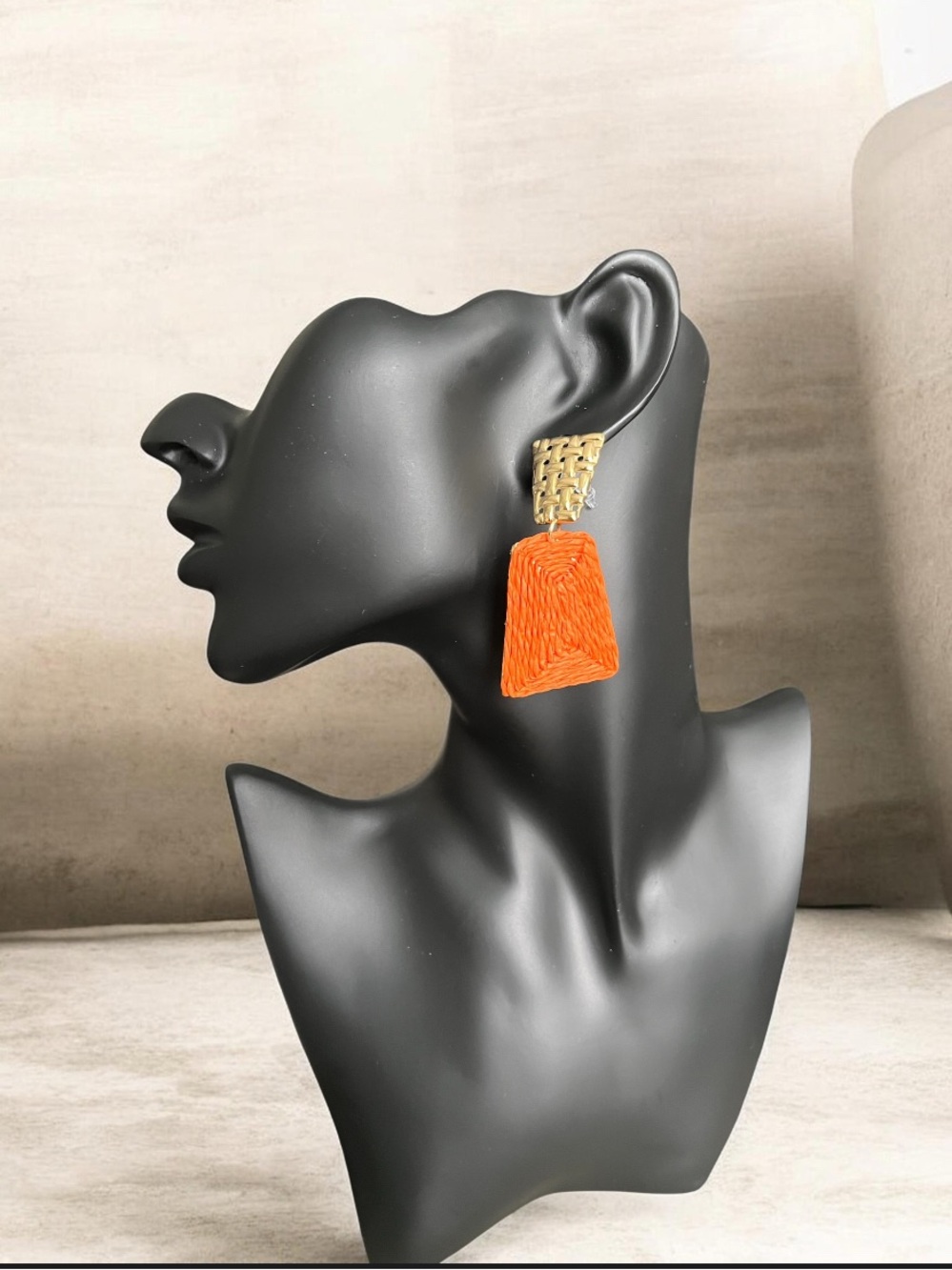Gold-Plate Orange Tassel Drop Earrings